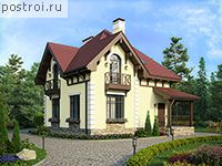 U-110-1P проект одноэтажного коттеджа из пенобетона с мансардой размером 9 на 9