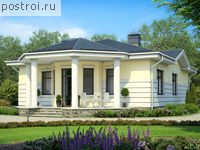 U-116-1P проект одноэтажного коттеджа из пенобетона размером 13 на 11 