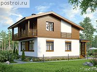 U-119-1P проект одноэтажного дома из газобетона с мансардой размером 9 на 9 