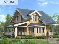 U-120-1D проект одноэтажного деревянного коттеджа из бруса с мансардой размером 7 на 12 