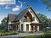 U-153-1K проект одноэтажного коттеджа из кирпича с мансардой размером 13 на 13