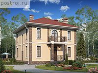 U-155-1P проект двухэтажного коттеджа из пеноблоков размером 15 на 11