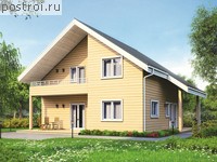 U-157-2D проект одноэтажного деревянного коттеджа из бруса с мансардой размером 10 на 11 