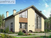 U-160-1P проект одноэтажного дома из пеноблоков с мансардой размером 11 на 11 