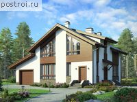 U-162-1P проект одноэтажного дома из пеноблоков с мансардой и гаражом размером 11 на 14 