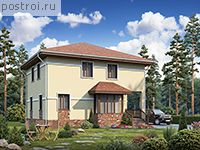 U-166-2P проект двухэтажного дома из пеноблоков размером 11 на 12