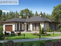 U-176-1K проект одноэтажного дома из кирпича с гаражом размером 18 на 16 