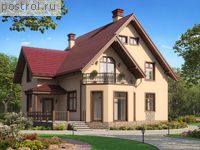 U-180-1P проект двухэтажного дома из пеноблоков с подвалом и мансардой размером 12 на 12 