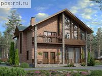 U-182-1K проект одноэтажного дома из кирпича с мансардой размером 11 на 12 