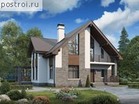 U-187-2P проект одноэтажного коттеджа из пенобетона с мансардой размером 13 на 12 