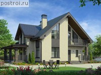 U-187-4P проект одноэтажного дома из пеноблоков с мансардой размером 15 на 12 