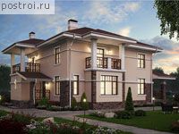 U-198-2P проект двухэтажного коттеджа из пенобетона размером 14 на 12 