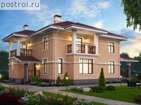 U-198-4P проект двухэтажного коттеджа из пенобетона размером 12 на 14 