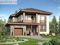 U-202-1K проект двухэтажного дома из кирпича с гаражом размером 13 на 14 