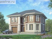 U-214-1P проект двухэтажного дома из пенобетона с гаражом размером 13 на 13 