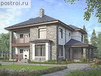 U-222-1P проект двухэтажного коттеджа из газобетона размером 14 на 15 