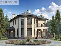 U-226-1P проект двухэтажного коттеджа из газобетона размером 15 на 17