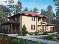 U-260-1D проект двухэтажного деревянного дома из бруса с гаражом размером 20 на 10 
