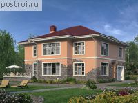 U-264-1K проект двухэтажного дома из кирпича с гаражом размером 15 на 15 