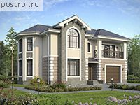 U-266-1P проект двухэтажного дома из пеноблоков с гаражом размером 13 на 14 