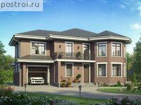 U-268-1P проект двухэтажного дома из пеноблоков с гаражом размером 14 на 16