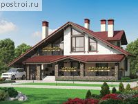 U-277-1P проект одноэтажного дома из пеноблоков с мансардой и гаражом размером 19 на 17 