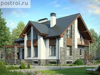 U-292-1P проект двухэтажного дома из пеноблоков с цоколем и мансардой размером 12 на 12 