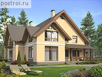 U-294-1K проект одноэтажного дома из кирпича с мансардой размером 15 на 15 