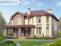 U-294-1P проект двухэтажного дома из пеноблоков с мансардой размером 13 на 13 