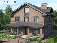 U-299-1K проект двухэтажного дома из кирпича с мансардой размером 12 на 12 