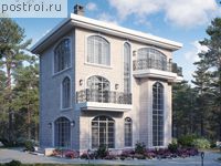 U-321-1K проект трехэтажного дома из кирпича с цоколем размером 12 на 10 