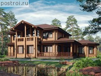 U-325-1D проект двухэтажного деревянного дома из бревна размером 25 на 19