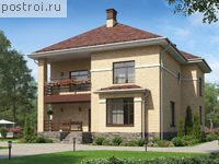 U-329-1P проект трехэтажного дома из пенобетона с цоколем и мансардой размером 14 на 12 