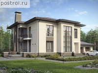 U-332-1P проект двухэтажного дома из пенобетона с гаражом размером 20 на 16 