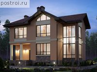 U-333-1P проект двухэтажного дома из пенобетона с цоколем размером 12 на 15 