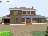 U-340-1K проект двухэтажного дома из кирпича с подвалом и гаражом размером 23 на 13