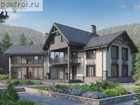 U-343-1P проект двухэтажного дома из пенобетона с мансардой размером 26 на 19 