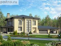 U-344-1K проект двухэтажного дома из кирпича с гаражом размером 16 на 26 