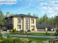 U-344-1P проект двухэтажного дома из пенобетона с гаражом размером 26 на 16 