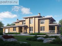 U-346-1P проект двухэтажного дома из пенобетона с гаражом размером 29 на 10 