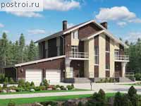 U-446-1K проект трехэтажного дома из кирпича с подвалом и мансардой и гаражом размером 24 на 14