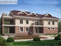 U-506-1K проект трехэтажного дома из кирпича с подвалом и мансардой и гаражом размером 19 на 13 