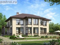 U-517-1K проект двухэтажного дома из кирпича с цоколем размером 14 на 17 