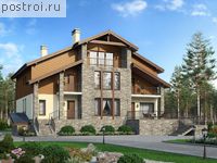 U-519-1P проект трехэтажного дома из газобетона с цоколем и мансардой размером 13 на 16 