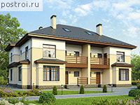 U-530-1K проект двухэтажного дома из кирпича с мансардой размером 14 на 20 