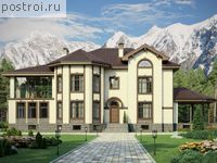 U-576-1K проект трехэтажного дома из кирпича с цоколем и мансардой размером 15 на 28