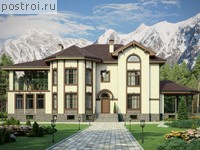 U-576-1P проект трехэтажного дома из газобетона с цоколем и мансардой размером 28 на 15