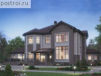 U-717-1K проект трехэтажного дома из кирпича с цоколем и мансардой размером 15 на 31 