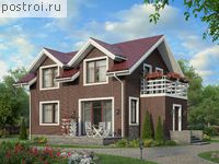 V-117-1P проект одноэтажного коттеджа из пенобетона с мансардой размером 8 на 10 