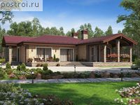 V-119-1P проект одноэтажного коттеджа из пенобетона размером 13 на 15 